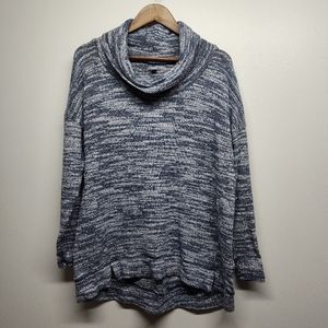 Aerie Pullover Sweater Women Size XL Blue Cowl Neck Cotton Blend Preppy Fall